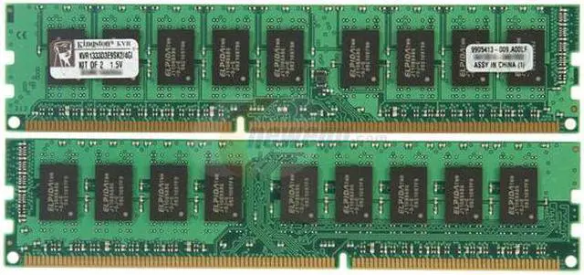 Alt view image 2 of 3 - Kingston ValueRAM 4GB (2 x 2GB) ECC Unbuffered DDR3 1333 Server Memory Model KVR1333D3E9SK2/4GI