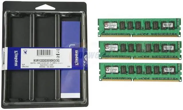 Alt view image 3 of 3 - Kingston ValueRAM 3GB (3 x 1GB) ECC Unbuffered DDR3 1333 Server Memory Model KVR1333D3E9SK3/3G