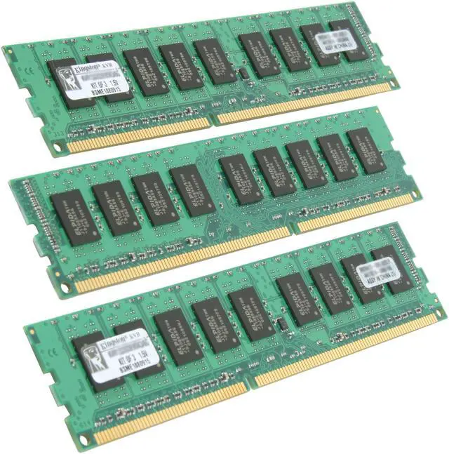Main image of Kingston ValueRAM 6GB (3 x 2GB) ECC Unbuffered DDR3 1333 Server Memory Model KVR1333D3E9SK3/6G