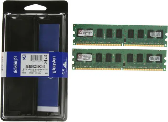 Alt view image 3 of 3 - Kingston ValueRAM 4GB (2 x 2GB) ECC Unbuffered DDR2 800 (PC2 6400) Server Memory Model KVR800D2E5K2/4G