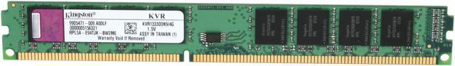 KINGSTON Mémoire RAM Value RAM 4Go (1x4Go) PC10600 1333 MHz CL9