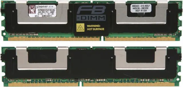 Alt view image 2 of 3 - Kingston ValueRAM 8GB (2 x 4GB) ECC Fully Buffered DDR2 800 (PC2 6400) Server Memory Model KVR800D2D4F5K2/8G