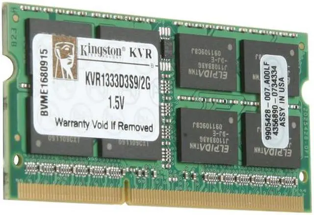 Main image of Kingston ValueRAM 2GB 204-Pin DDR3 SO-DIMM DDR3 1333 (PC3 10600) Laptop Memory Model KVR1333D3S9/2G