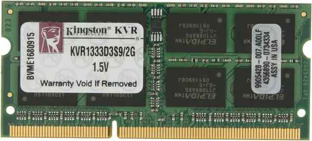 Alt view image 2 of 4 - Kingston ValueRAM 2GB 204-Pin DDR3 SO-DIMM DDR3 1333 (PC3 10600) Laptop Memory Model KVR1333D3S9/2G