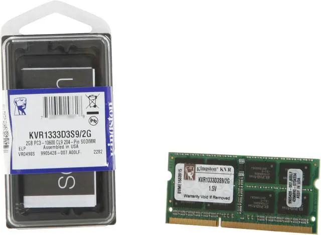 Alt view image 4 of 4 - Kingston ValueRAM 2GB 204-Pin DDR3 SO-DIMM DDR3 1333 (PC3 10600) Laptop Memory Model KVR1333D3S9/2G