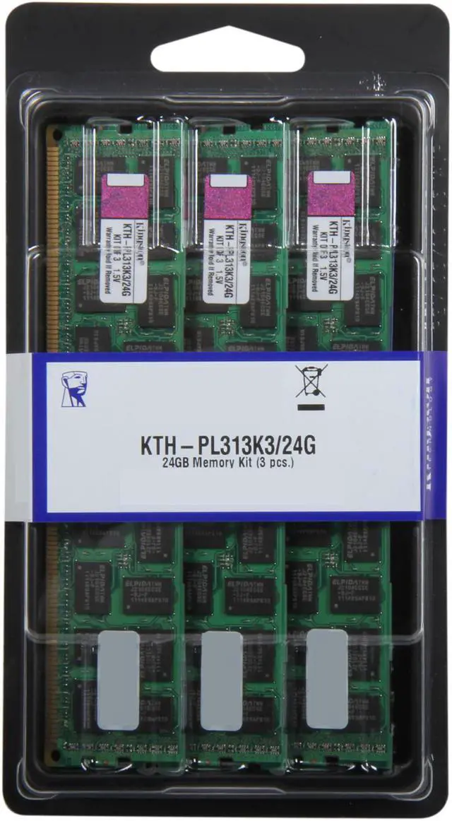 Alt view image 3 of 3 - Kingston 24GB (3 x 8GB) 240-Pin DDR3 SDRAM ECC Registered DDR3 1333 System Specific Memory Kit Model KTH-PL313K3/24G