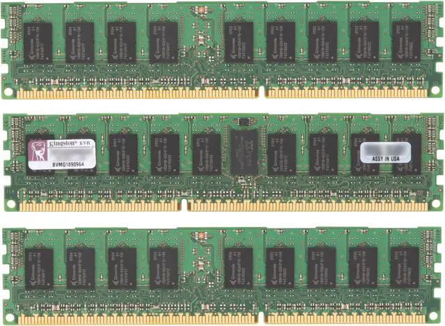 Alt view image 2 of 3 - Kingston ValueRAM 6GB (3 x 2GB) ECC Registered DDR3 1333 (PC3 10600) Server Memory Model KVR1333D3S4R9SK3/6G