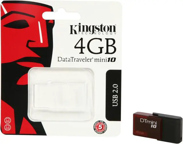 Alt view image 6 of 6 - Kingston DataTraveler Mini 10 4GB USB 2.0 Flash Drive (Red) DTM10/4GB