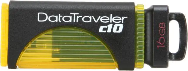 Alt view image 2 of 6 - Kingston DataTraveler c10 16GB USB 2.0 Flash Drive (Yellow) DTC10/16GB