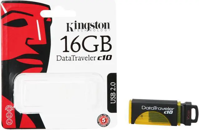 Alt view image 6 of 6 - Kingston DataTraveler c10 16GB USB 2.0 Flash Drive (Yellow) DTC10/16GB