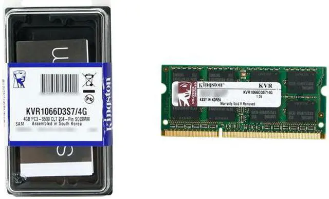 Alt view image 3 of 3 - Kingston 4GB 204-Pin DDR3 SO-DIMM DDR3 1066 (PC3 8500) Laptop Memory Model KVR1066D3S7/4G