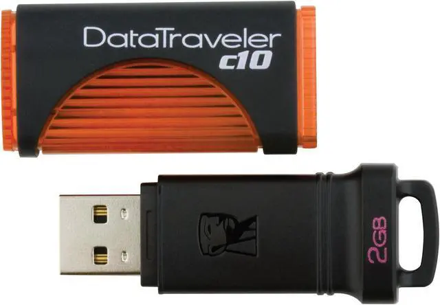 Alt view image 2 of 6 - Kingston DataTraveler c10 2GB USB 2.0 Flash Drive (Orange) DTC10/2GB