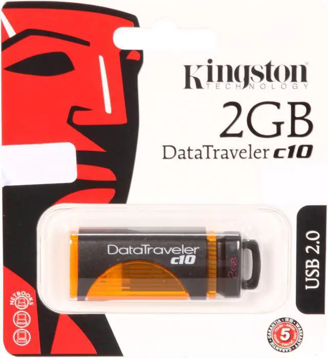 Alt view image 6 of 6 - Kingston DataTraveler c10 2GB USB 2.0 Flash Drive (Orange) DTC10/2GB