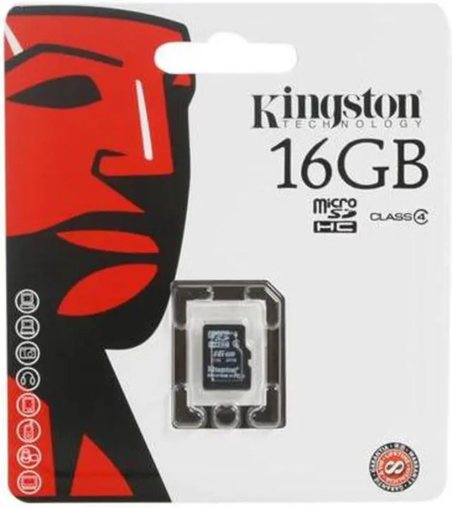 Alt view image 3 of 3 - Kingston 16GB MicroSDHC Class 4 Memory Card (SDC4/16GBSP)