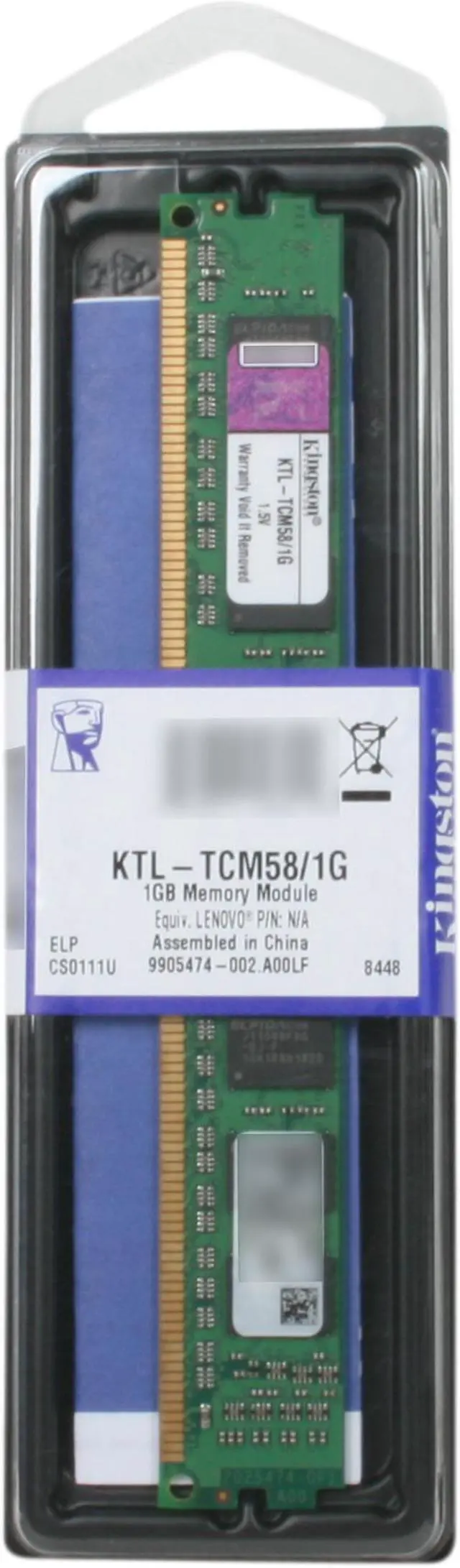 Alt view image 3 of 3 - Kingston 1GB 240-Pin DDR3 SDRAM Unbuffered DDR3 1066 (PC3 8500) System Specific Memory Model KTL-TCM58/1G