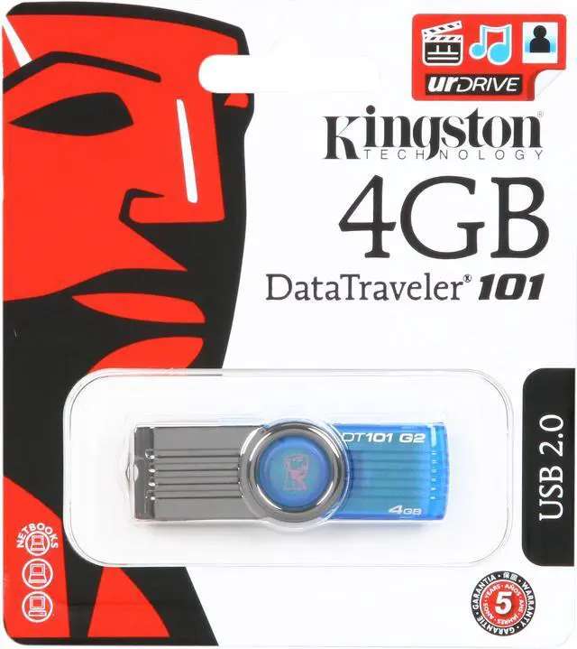 Alt view image 5 of 5 - Kingston DataTraveler 101 Gen 2 4GB USB 2.0 Flash Drive (Cyan) DT101G2/4GBZ