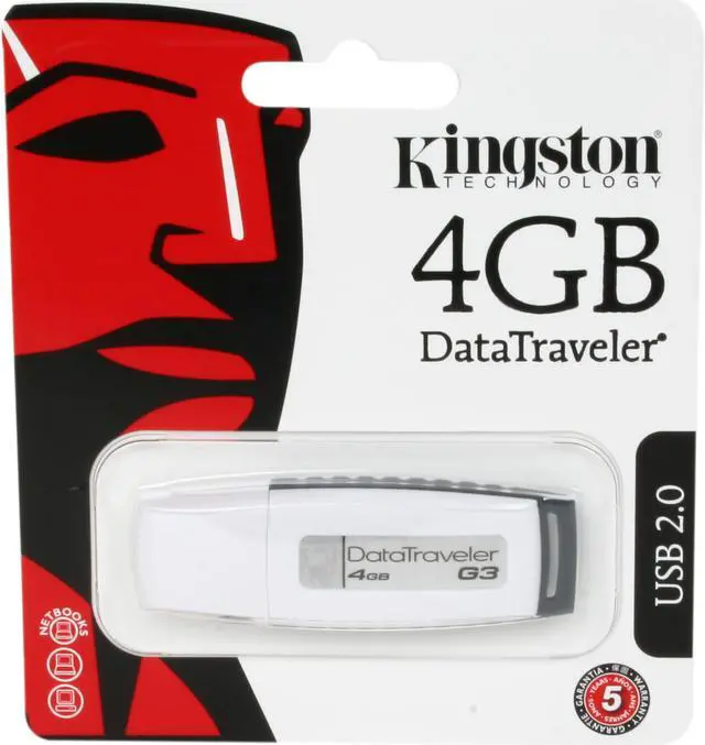 Alt view image 6 of 6 - Kingston DataTraveler G3 4GB USB 2.0 Flash Drive (White & Grey) DTIG3/4GBZ