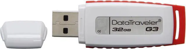 Alt view image 2 of 5 - Kingston DataTraveler G3 32GB USB 2.0 Flash Drive (White & Red) DTIG3/32GBZ