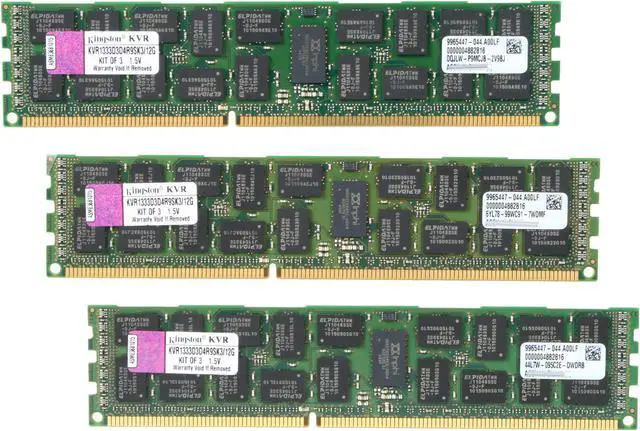 Main image of Kingston 12GB (3 x 4GB) ECC Registered DDR3 1333 (PC3 10600) Server Memory Model KVR1333D3D4R9SK3/12G