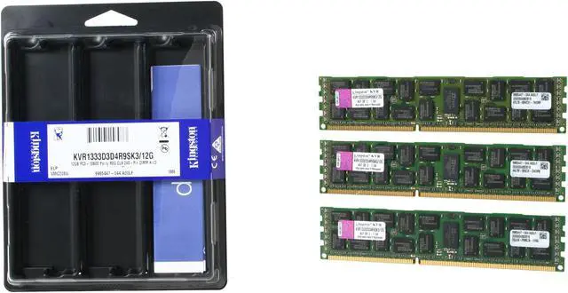 Alt view image 3 of 3 - Kingston 12GB (3 x 4GB) ECC Registered DDR3 1333 (PC3 10600) Server Memory Model KVR1333D3D4R9SK3/12G