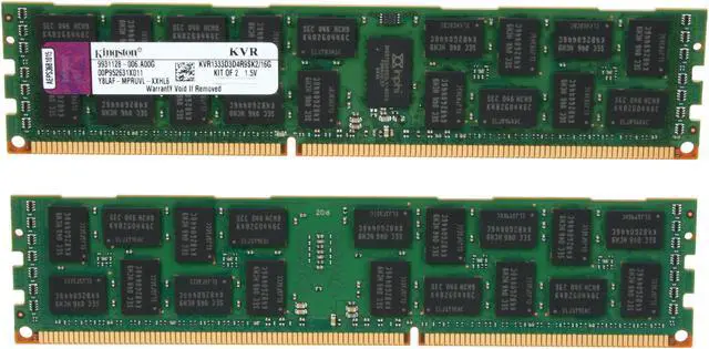 Alt view image 2 of 3 - Kingston 16GB (2 x 8GB) ECC Registered DDR3 1333 (PC3 10600) Server Memory Model KVR1333D3D4R9SK2/16G