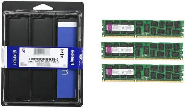 Alt view image 3 of 3 - Kingston 24GB (3 x 8GB) ECC Registered DDR3 1333 (PC3 10600) Server Memory Model KVR1333D3D4R9SK3/24G