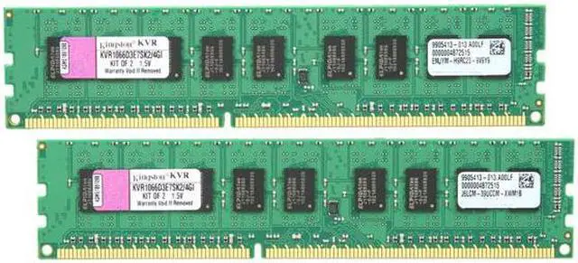 Main image of Kingston ValueRAM 4GB (2 x 2GB) ECC Unbuffered DDR3 1066 (PC3 8500) Server Memory Model KVR1066D3E7SK2/4GI