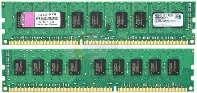 Alt view image 2 of 3 - Kingston ValueRAM 4GB (2 x 2GB) ECC Unbuffered DDR3 1066 (PC3 8500) Server Memory Model KVR1066D3E7SK2/4GI