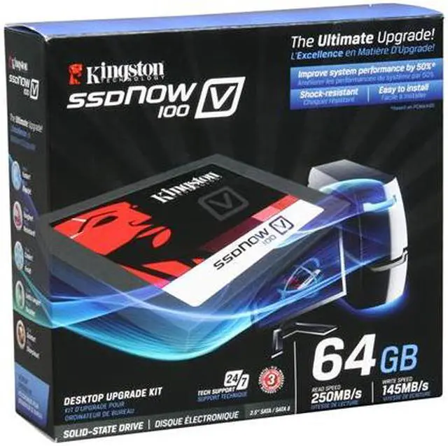 Main image of Kingston SSDNow V100 Series 2.5" 64GB SATA II Internal / External Solid State Drive (SSD) SV100S2D/64GZ