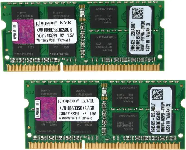 Main image of Kingston 8GB (2 x 4GB) 204-Pin DDR3 SO-DIMM DDR3 1066 Laptop Memory Model KVR1066D3SOK2/8GR