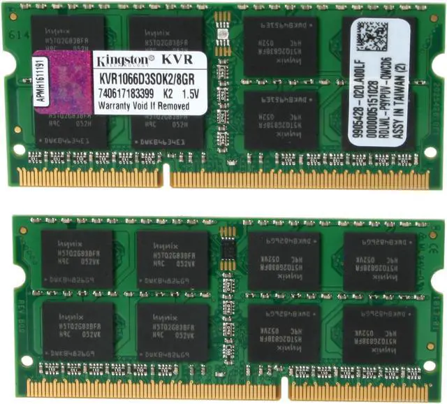 Alt view image 2 of 3 - Kingston 8GB (2 x 4GB) 204-Pin DDR3 SO-DIMM DDR3 1066 Laptop Memory Model KVR1066D3SOK2/8GR