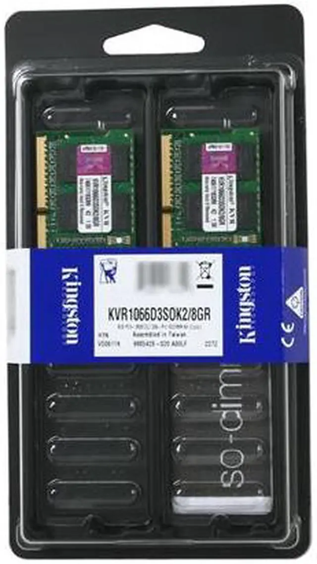 Alt view image 3 of 3 - Kingston 8GB (2 x 4GB) 204-Pin DDR3 SO-DIMM DDR3 1066 Laptop Memory Model KVR1066D3SOK2/8GR