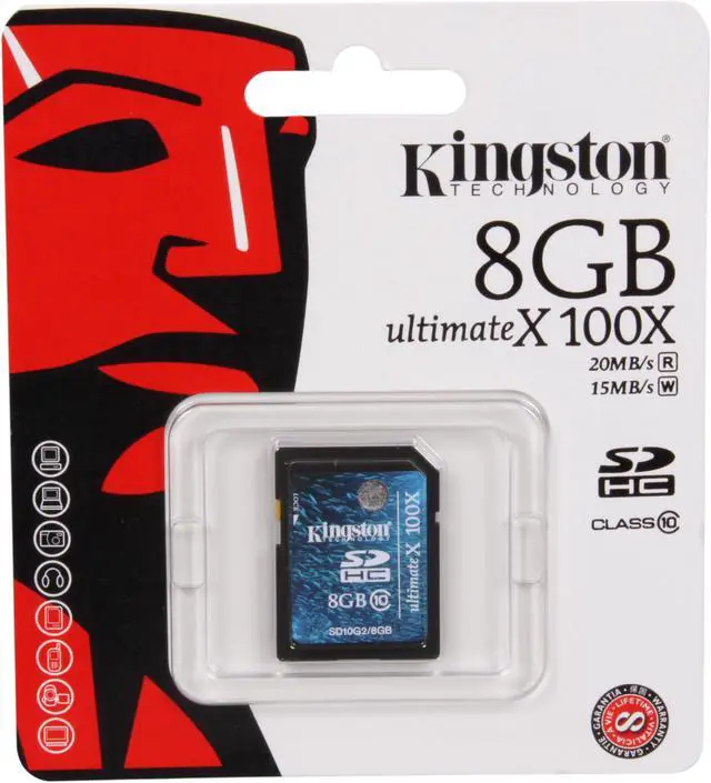Alt view image 4 of 4 - Kingston 8GB Secure Digital High-Capacity (SDHC) Flash Card Model SD10G2/8GB