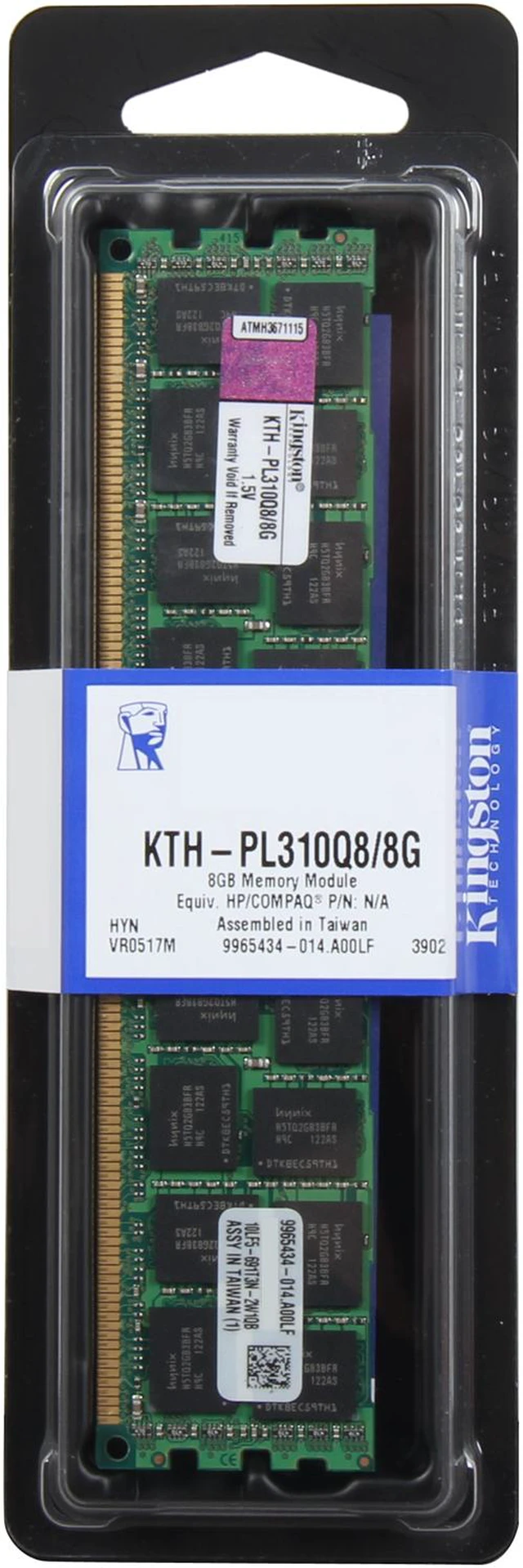 Alt view image 3 of 3 - Kingston 8GB 240-Pin DDR3 SDRAM ECC Registered DDR3 1066 (PC3 8500) System Specific Memory Model KTH-PL310Q8/8G