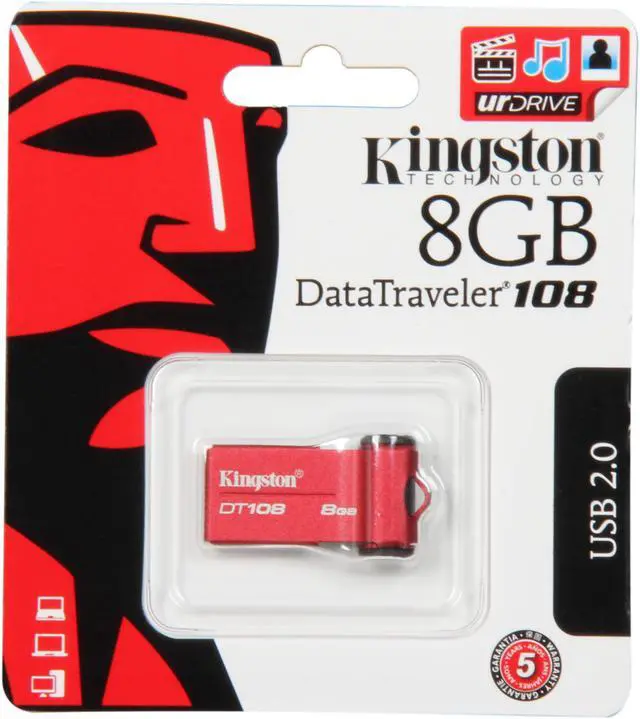 Alt view image 4 of 4 - Kingston DataTraveler 108 8GB USB 2.0 Flash Drive (Red) DT108/8GBZ