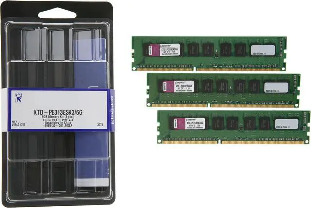 Alt view image 3 of 3 - Kingston 6GB (3 x 2GB) 240-Pin DDR3 SDRAM ECC DDR3 1333 System Specific Memory Model KTD-PE313ESK3/6G