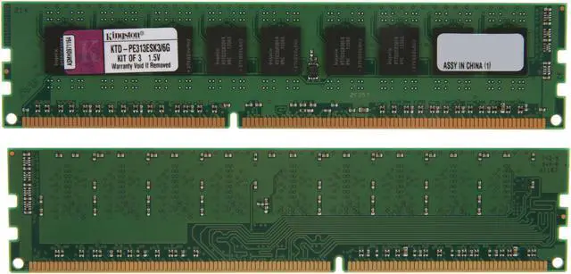 Alt view image 2 of 3 - Kingston 6GB (3 x 2GB) 240-Pin DDR3 SDRAM ECC DDR3 1333 System Specific Memory Model KTD-PE313ESK3/6G
