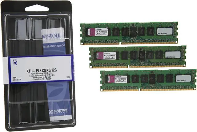 Alt view image 3 of 3 - Kingston 12GB (3 x 4GB) 240-Pin DDR3 SDRAM ECC Registered DDR3 1333 System Specific Memory Model KTH-PL3138K3/12G