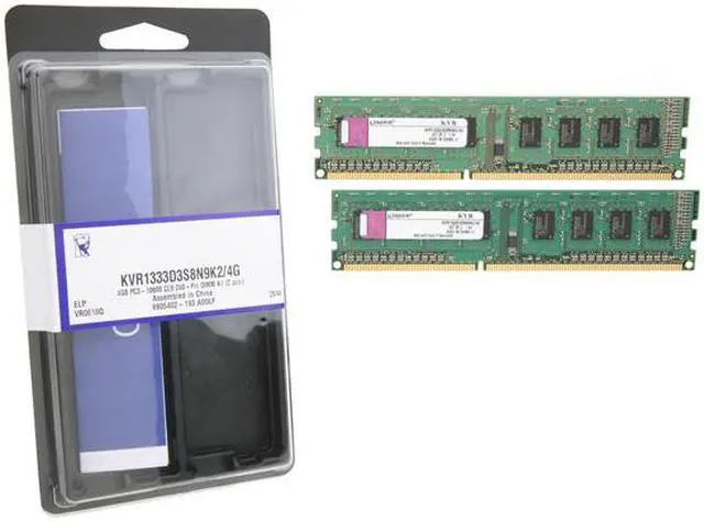 Alt view image 3 of 3 - Kingston Value 4GB (2 x 2GB) DDR3 1333 Desktop Memory Model KVR1333D3S8N9K2/4G