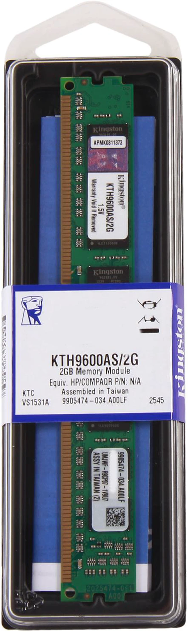 Alt view image 3 of 3 - Kingston 2GB 240-Pin DDR3 SDRAM DDR3 1066 System Specific Memory Model KTH9600AS/2G