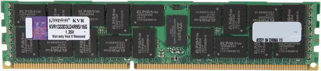 Main image of Kingston 16GB ECC Registered DDR3 1333 Server Memory DR x4 w/TS 1.35V Low Voltage Model KVR1333D3LD4R9S/16G