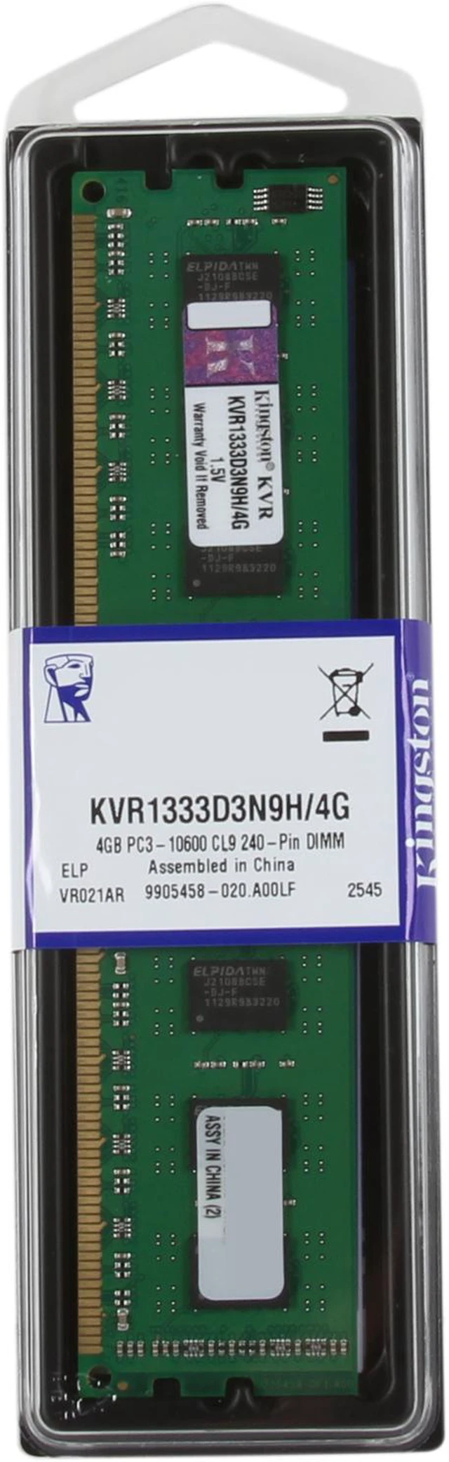 Kingston Value 4GB DDR3 1333 Desktop Memory Model KVR1333D3N9H/4G