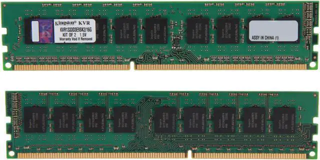 Alt view image 2 of 3 - Kingston 16GB (2 x 8GB) ECC Unbuffered DDR3 1333 Server Memory Model KVR1333D3E9SK2/16G
