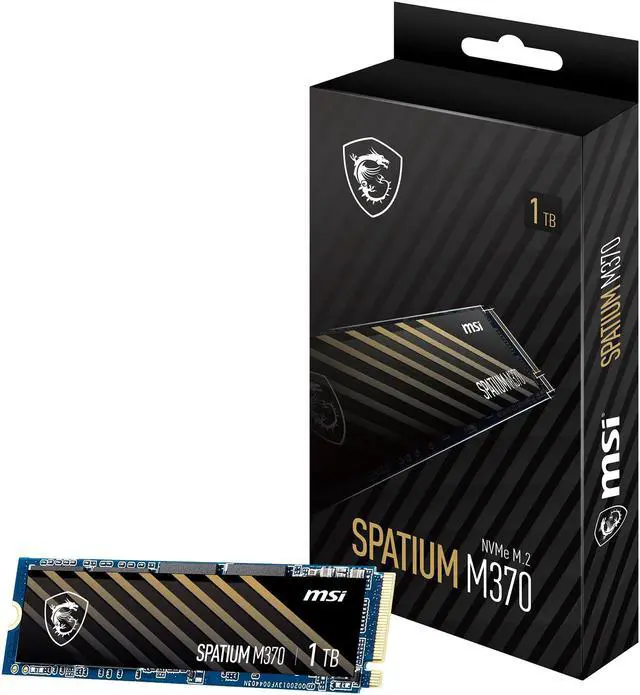 Alt view image 6 of 6 - MSI SPATIUM Series M.2 2280 1TB PCIe Gen3 x4, NVMe 1.3 3D NAND Internal Solid State Drive (SSD) M370
