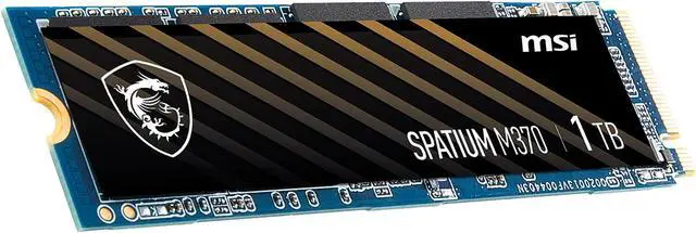 Alt view image 5 of 6 - MSI SPATIUM Series M.2 2280 1TB PCIe Gen3 x4, NVMe 1.3 3D NAND Internal Solid State Drive (SSD) M370