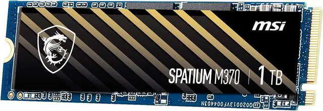 Alt view image 3 of 6 - MSI SPATIUM Series M.2 2280 1TB PCIe Gen3 x4, NVMe 1.3 3D NAND Internal Solid State Drive (SSD) M370