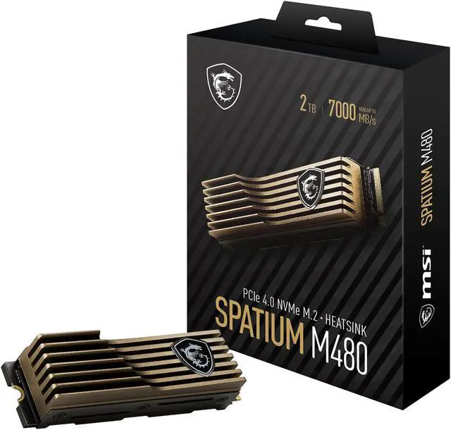 Alt view image 5 of 10 - MSI SPATIUM M480 Heatsink M.2 2280 2TB PCIe Gen4x4, NVMe 1.4 3D NAND Internal Solid State Drive (SSD)