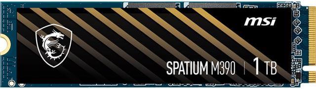 MSI SPATIUM M390 M.2 2280 1TB PCIe Gen3 x4, NVMe 1.4 3D NAND Internal Solid  State Drive (SSD)