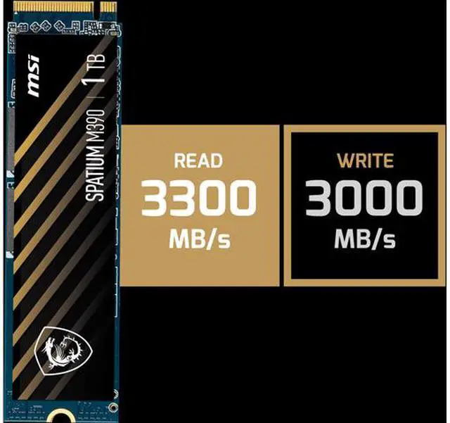 Alt view image 7 of 11 - MSI SPATIUM M390 M.2 2280 1TB PCIe Gen3 x4, NVMe 1.4 3D NAND Internal Solid State Drive (SSD)