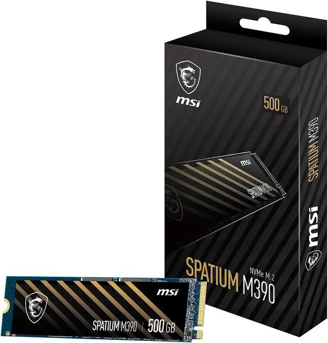 Alt view image 6 of 9 - MSI SPATIUM M390 M.2 2280 500GB PCIe Gen3 x4, NVMe 1.4 3 D NAND Internal Solid State Drive (SSD)